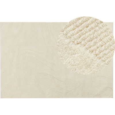 BELIANI Alfombra De Lana Beige 200 X 300 Cm Con Patrón Abstracto Para Salón Dormitorio Diseño Moderno Sasnak BELIANI Alfombra De Lana Beige 200 X 300 Cm Con Patrón Abstracto Para Salón Dormitorio Diseño Moderno Sasnak