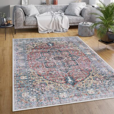 Alfombra Salon De Habitacion Tejido Plano Moderna Oriental Marroqui Vintage Lavar 120x160 Cm, Multicolor 2 - Paco Home Alfombra Salon De Habitacion Tejido Plano Moderna Oriental Marroqui Vintage Lavar 120x160 Cm, Multicolor 2 - Paco Home
