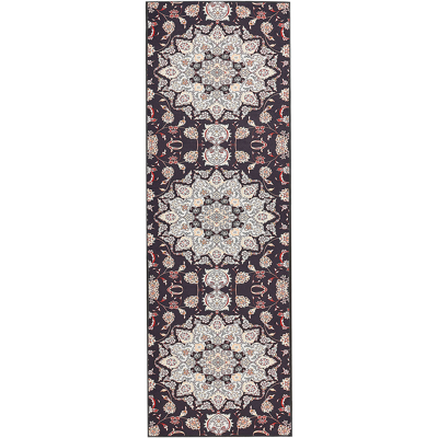 Alfombra corredor de poliéster negro y beige - Patrón oriental vintage pasillo Alfombra corredor de poliéster negro y beige - Patrón oriental vintage pasillo