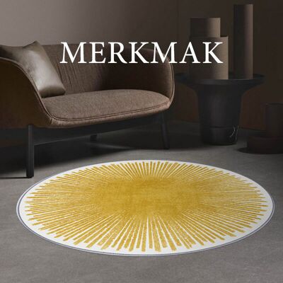 LLING Alfombra Estilo Contemporáneo 120 X 120 Cm Antideslizante Altura Hilo 6 Mm Amarillo LLING Alfombra Estilo Contemporáneo 120 X 120 Cm Antideslizante Altura Hilo 6 Mm Amarillo