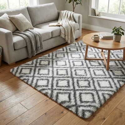 OEM Alfombra De Salón Shaggy Decor, Antideslizante, Suave, Mullida, Moderna, 140x200 White Cube OEM Alfombra De Salón Shaggy Decor, Antideslizante, Suave, Mullida, Moderna, 140x200 White Cube