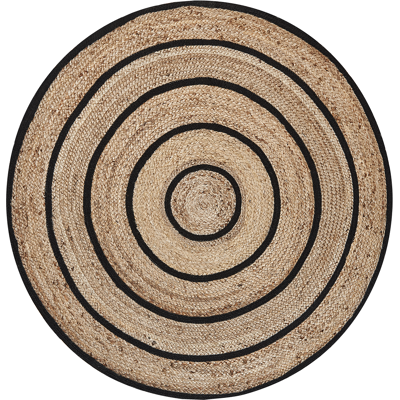 BELIANI Alfombra Beige Negro Redonda 140 Cm Estilo Boho Rústico Espiral Trenzado De Algodón Y Yute Bukse BELIANI Alfombra Beige Negro Redonda 140 Cm Estilo Boho Rústico Espiral Trenzado De Algodón Y Yute Bukse
