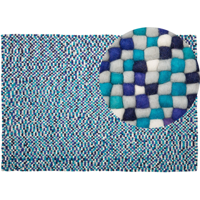 Alfombra de fieltro de lana azul Beliani - Alfombra Alfombra de fieltro de lana azul Beliani - Alfombra