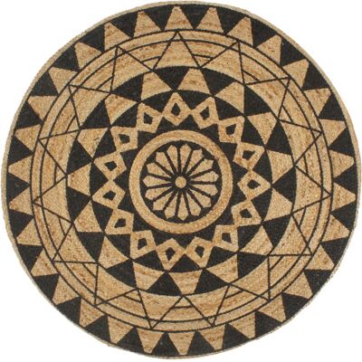 Décoshop26 - Alfombra Hecha A Mano Yute Con Estampado Negro 120 Cm Dec023494 Décoshop26 - Alfombra Hecha A Mano Yute Con Estampado Negro 120 Cm Dec023494