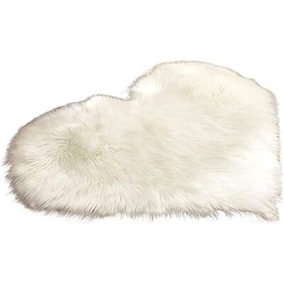 LLING Alfombra De Dormitorio Antideslizante Con Forma De Corazón, De Lana Sintética, Suave, Esponjosa Y Lavable, Ideal Para Decoración Navideña De Invierno (blanco, 70 X 80 Cm) LLING Alfombra De Dormitorio Antideslizante Con Forma De Corazón, De Lana Sintética, Suave, Esponjosa Y Lavable, Ideal Para Decoración Navideña De Invierno (blanco, 70 X 80 Cm)