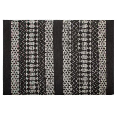 Alfombra de cuero Beliani negra con rectángulo blanco 140 x 200 cm Moderna - Alfombra Alfombra de cuero Beliani negra con rectángulo blanco 140 x 200 cm Moderna - Alfombra