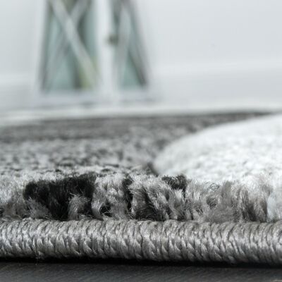Paco Home - Alfombra De Diseño Con Ribetes Estampado Con Rayas Gris Negro Crema Moteada 80x150 Cm Paco Home - Alfombra De Diseño Con Ribetes Estampado Con Rayas Gris Negro Crema Moteada 80x150 Cm