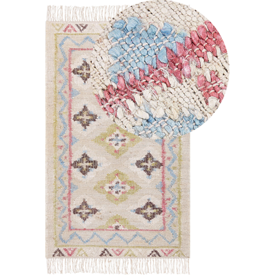 Alfombra de yute multicolor Beliani 80x150cm - Estilo Boho Hecha a Mano Alfombra de yute multicolor Beliani 80x150cm - Estilo Boho Hecha a Mano