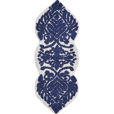 Beliani - Alfombrilla De Baño Moderna De Algodón Forma Irregular 150 X 60 Cm Patrón Decorativo Accesorios De Baño Azul Canbar Beliani - Alfombrilla De Baño Moderna De Algodón Forma Irregular 150 X 60 Cm Patrón Decorativo Accesorios De Baño Azul Canbar