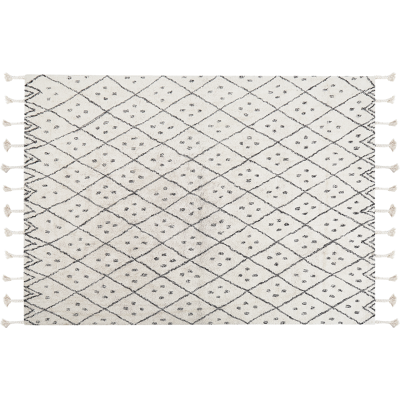 Alfombra de Algodón Beliani - Patrón Geométrico 160x230cm - Estilo Oriental Moderno Alfombra de Algodón Beliani - Patrón Geométrico 160x230cm - Estilo Oriental Moderno