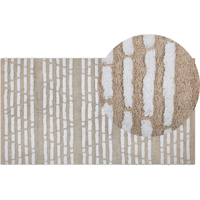 Alfombra de algodón beige - 120x180 cm - Estilo boho rectangular Alfombra de algodón beige - 120x180 cm - Estilo boho rectangular