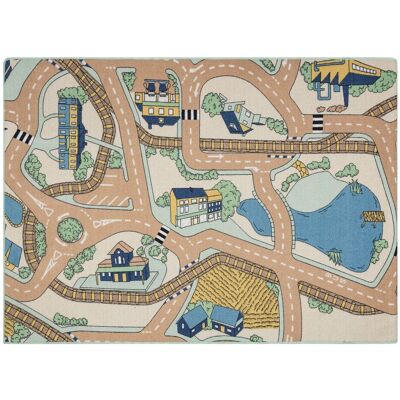 RUGSX Alfombra Rebel Roads Playtime 32 Pequeño Pueblo, Antideslizante Para Niños - Beige / Verde Multicolour 95x133 Cm RUGSX Alfombra Rebel Roads Playtime 32 Pequeño Pueblo, Antideslizante Para Niños - Beige / Verde Multicolour 95x133 Cm