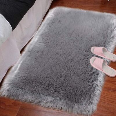 LLING Alfombra Gris, Alfombra De Piel Sintética De Oveja Para Dormitorio, Alfombra De Lana Para Cama, Alfombra De Felpa Para Silla Y Cojín De Sofá, Alfombra Rectangular (gris, 60 X 90 Cm) LLING Alfombra Gris, Alfombra De Piel Sintética De Oveja Para Dormitorio, Alfombra De Lana Para Cama, Alfombra De Felpa Para Silla Y Cojín De Sofá, Alfombra Rectangular (gris, 60 X 90 Cm)