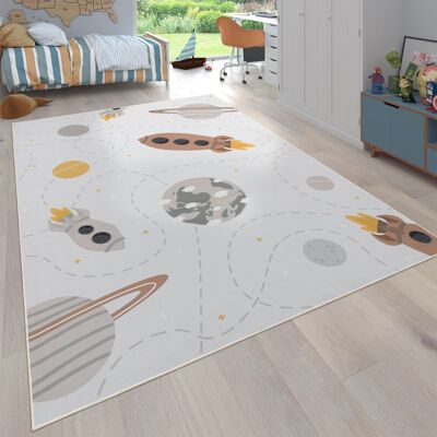 Paco Home - Alfombra De Habitacion Infantil Antideslizante Con Planeta Cohete Beige Marron Amarillo 200 Cm Cuadrado Paco Home - Alfombra De Habitacion Infantil Antideslizante Con Planeta Cohete Beige Marron Amarillo 200 Cm Cuadrado