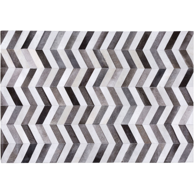 Beliani - Alfombra Gris 140 X 200 Cm Patchwork De Piel De Vaca Zig Zag Rectangular Moderno Aksaz Beliani - Alfombra Gris 140 X 200 Cm Patchwork De Piel De Vaca Zig Zag Rectangular Moderno Aksaz