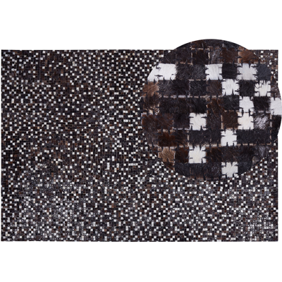 Alfombra de piel de vaca marrón y plata 160x230cm Estilo rústico patchwork Alfombra de piel de vaca marrón y plata 160x230cm Estilo rústico patchwork