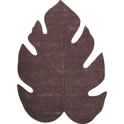 BELIANI Alfombra Decorativa De Lana Con Forma De Hoja Tejida A Mano 160 X 230 Cm Marrón Oscuro Nainital BELIANI Alfombra Decorativa De Lana Con Forma De Hoja Tejida A Mano 160 X 230 Cm Marrón Oscuro Nainital