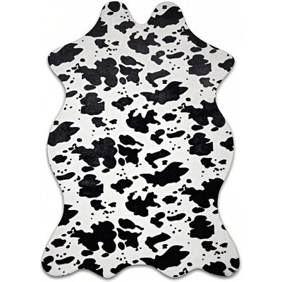 JALLERIA Alfombra De Imitación De Piel De Vaca Con Estampado De Vaca, Alfombra Decorativa De Estilo Western, Linda Y Divertida Para Sala De Estar O Dormitorio, Negra, 109,2 X 73,7 Cm JALLERIA Alfombra De Imitación De Piel De Vaca Con Estampado De Vaca, Alfombra Decorativa De Estilo Western, Linda Y Divertida Para Sala De Estar O Dormitorio, Negra, 109,2 X 73,7 Cm