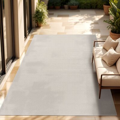 Paco Home Alfombra Exterior Interior Balcón Terraza Alfombra Cocina Monocolor Jaspeado 150 Cm Cuadrado, Marfil Paco Home Alfombra Exterior Interior Balcón Terraza Alfombra Cocina Monocolor Jaspeado 150 Cm Cuadrado, Marfil