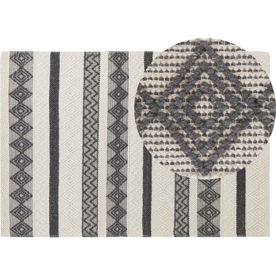Alfombra de lana beige y gris 140 x 200 cm - Beliani Alfombra de lana beige y gris 140 x 200 cm - Beliani