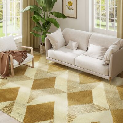 JHY DESIGN Alfombra Moderna Para Salón, Hipoalergénica Y Lavable, Efecto 3d, 230 X 160 Cm, Amarilla. JHY DESIGN Alfombra Moderna Para Salón, Hipoalergénica Y Lavable, Efecto 3d, 230 X 160 Cm, Amarilla.