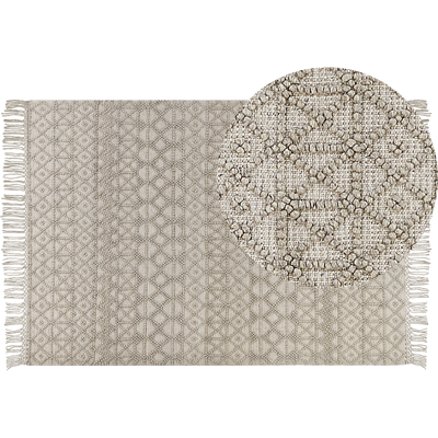 Alfombra Beige de Lana con Patrón Geométrico de Beliani - Tipo de Producto Alfombra Beige de Lana con Patrón Geométrico de Beliani - Tipo de Producto