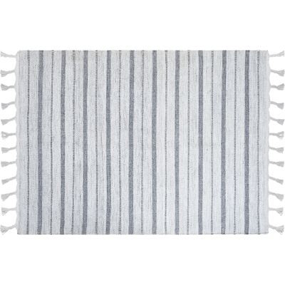 Alfombra blanca a rayas de material reciclado 160x230 cm - Beliani Alfombra blanca a rayas de material reciclado 160x230 cm - Beliani