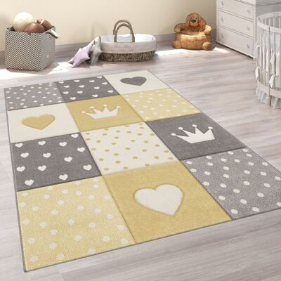 Paco Home Alfombra Infantil Alfombra Habitacion Niño Pastel 3d Lunares Corazón Amarillo 140x200 Cm Paco Home Alfombra Infantil Alfombra Habitacion Niño Pastel 3d Lunares Corazón Amarillo 140x200 Cm