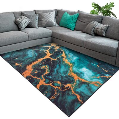 OEM Alfombra Moderna Novo Strado Para Salón, Estampado Mármol, Terciopelo, Malaquita, 200x200 OEM Alfombra Moderna Novo Strado Para Salón, Estampado Mármol, Terciopelo, Malaquita, 200x200