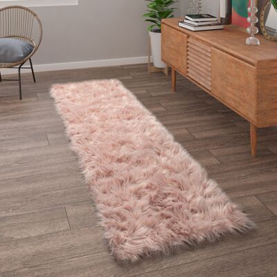 Paco Home - Piel Sintética Alfombra Salón Imitación Pelo Largo Cojín Forma Corazón Redonda 80x150 Cm, Rosa Paco Home - Piel Sintética Alfombra Salón Imitación Pelo Largo Cojín Forma Corazón Redonda 80x150 Cm, Rosa