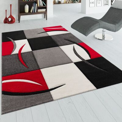 Paco Home Alfombra De Diseño Perfilado - A Cuadros En Rojo Negro 300x400 Cm Paco Home Alfombra De Diseño Perfilado - A Cuadros En Rojo Negro 300x400 Cm