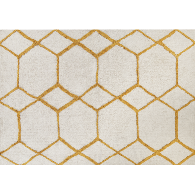 Beliani Alfombra Algodón Amarillo Blanco - Diseño Moderno Rectangular Beliani Alfombra Algodón Amarillo Blanco - Diseño Moderno Rectangular