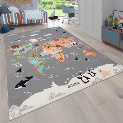 Paco Home - Alfombra De Habitacion Infantil De Juego Antideslizante Gris Azul Marron 200 Cm Cuadrado Paco Home - Alfombra De Habitacion Infantil De Juego Antideslizante Gris Azul Marron 200 Cm Cuadrado