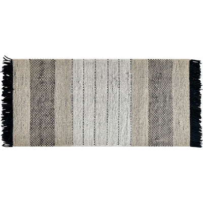 Alfombra de Beliani Beige y Negro de Lana y Algodón 80 x 150 cm a Mano - Alfombra Alfombra de Beliani Beige y Negro de Lana y Algodón 80 x 150 cm a Mano - Alfombra
