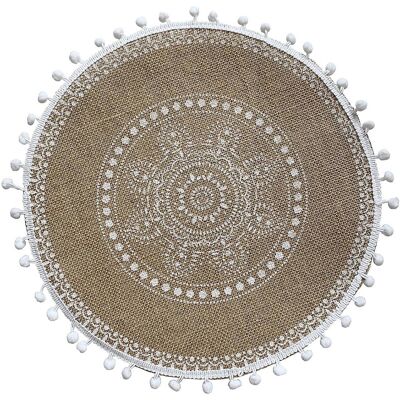 OEM Juego De Cinco Manteles Individuales De Yute Tejido Con Borlas, Decoración De Mesa Ecológica, Manteles Individuales Retro Aislantes Térmicos, 38 Cm X 38 Cm OEM Juego De Cinco Manteles Individuales De Yute Tejido Con Borlas, Decoración De Mesa Ecológica, Manteles Individuales Retro Aislantes Térmicos, 38 Cm X 38 Cm
