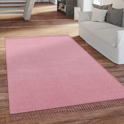 Paco Home Alfombra Salón Pelo Corto Con Flecos Hecha A Mano Motivo Monocolor 200x280 Cm, Rosa Paco Home Alfombra Salón Pelo Corto Con Flecos Hecha A Mano Motivo Monocolor 200x280 Cm, Rosa