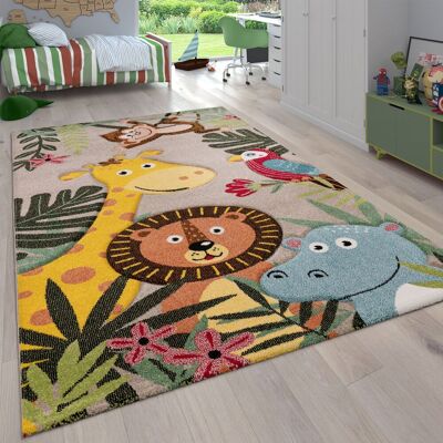 Paco Home - Alfombra Habitación Infantil Para Niños Motivo De Animales Y Selva Pelo Corto 160x230 Cm, Beige Paco Home - Alfombra Habitación Infantil Para Niños Motivo De Animales Y Selva Pelo Corto 160x230 Cm, Beige