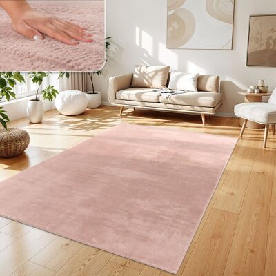Paco Home - Alfombra pelo largo pelo sintético - Rosa - 240x340 cm Paco Home - Alfombra pelo largo pelo sintético - Rosa - 240x340 cm