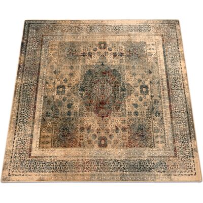 Rugsx - Alfombra De Lana Omega Mamluk Cuadrado Rosetón Vintage Crema Beige 200x200 Cm Rugsx - Alfombra De Lana Omega Mamluk Cuadrado Rosetón Vintage Crema Beige 200x200 Cm