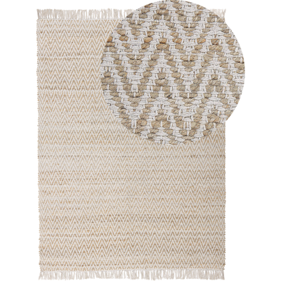 Alfombra de yute y algodón beige Beliani - Estilo boho Alfombra de yute y algodón beige Beliani - Estilo boho
