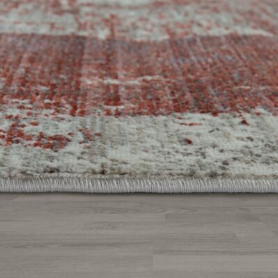 Alfombra Pelo Corto Rojo Beige Salón Diseño Cuadrados Abstracto 80x150 cm - Paco Home Alfombra Pelo Corto Rojo Beige Salón Diseño Cuadrados Abstracto 80x150 cm - Paco Home