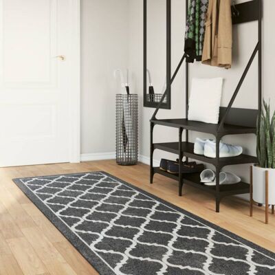 Vidaxl - Alfombra Lavable Antideslizante Negro Y Blanco 80x300 Cm Vidaxl - Alfombra Lavable Antideslizante Negro Y Blanco 80x300 Cm