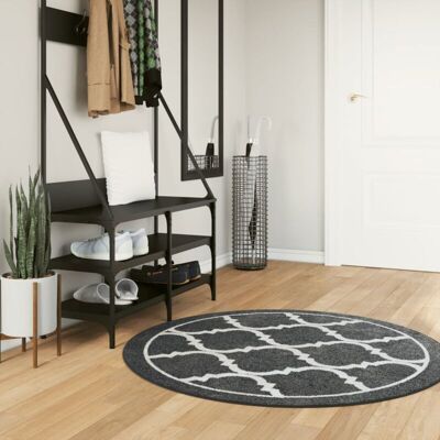 Vidaxl - Alfombra Lavable Antideslizante Negro Y Blanco Ø 120 Cm Vidaxl - Alfombra Lavable Antideslizante Negro Y Blanco Ø 120 Cm