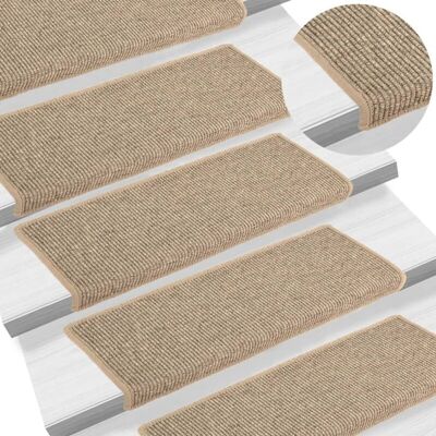 Felpudos Para Escaleras 15 Unidades 65x21x4 Cm Beige Oscuro Borde Rectangular Vidaxl Felpudos Para Escaleras 15 Unidades 65x21x4 Cm Beige Oscuro Borde Rectangular Vidaxl