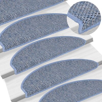 VIDAXL Alfombras De Escaleras Pegatinas Aspecto Sisal 15 Pcs 56x17x3 Cm Azul VIDAXL Alfombras De Escaleras Pegatinas Aspecto Sisal 15 Pcs 56x17x3 Cm Azul