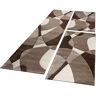 Alfombra Alrededor De La Cama Pelo Corto Diseño Geométrico Marrón Beige 3 Piezas 2x 60x110 1x 80x300 - Paco Home