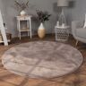 Alfombra Salon Pelo Largo Se Puede Lavar En La Lavadora Suave Felpa Taupe Beige ø 200 cm redon - Paco Home