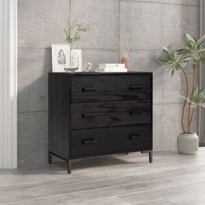 Cómoda De Madera Maciza De Pino Negro 75x35x70 Cm Vidaxl Cómoda De Madera Maciza De Pino Negro 75x35x70 Cm Vidaxl