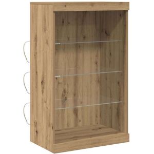 Sideboard de Roble Macizo con Luces LED - Mueble de Almacenamiento Sideboard de Roble Macizo con Luces LED - Mueble de Almacenamiento