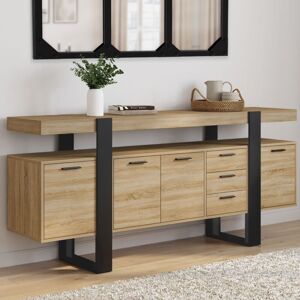 IDMARKET Aparador Phoenix Xxl 180 Cm Con 4 Puertas Y 3 Cajones Negro Y Madera IDMARKET Aparador Phoenix Xxl 180 Cm Con 4 Puertas Y 3 Cajones Negro Y Madera